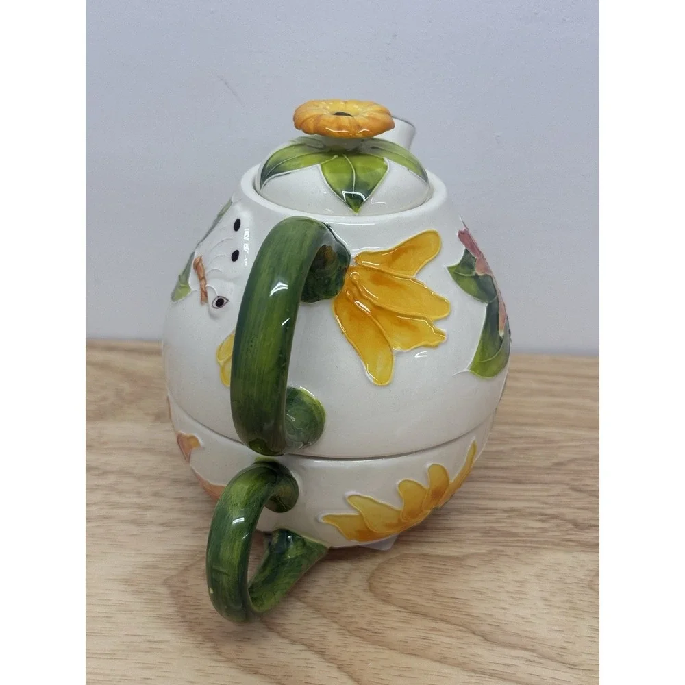 Blue Sky Ceramics Tea For One Sunflower Floral Design Heather‎ Goldminc #15